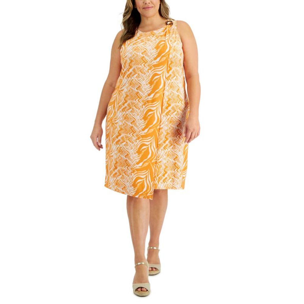 JM Collection Plus Size Abstract Animal Sleeveless Dress
